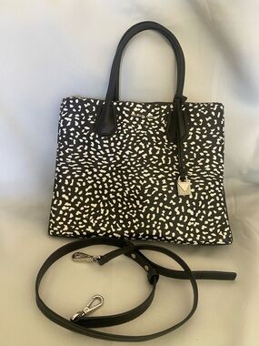 Michael Kors Black and White Printed Satchel with Removable Strap